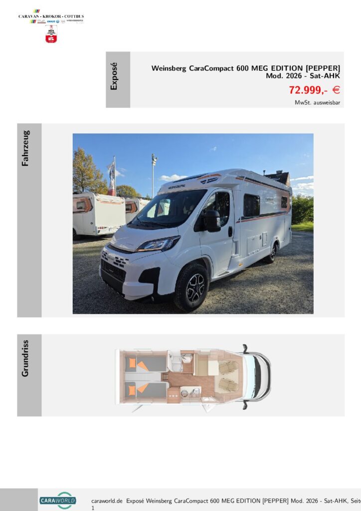 thumbnail of Weinsberg CaraCompact 600 MEG EDITION PEPPER – K26-100-112